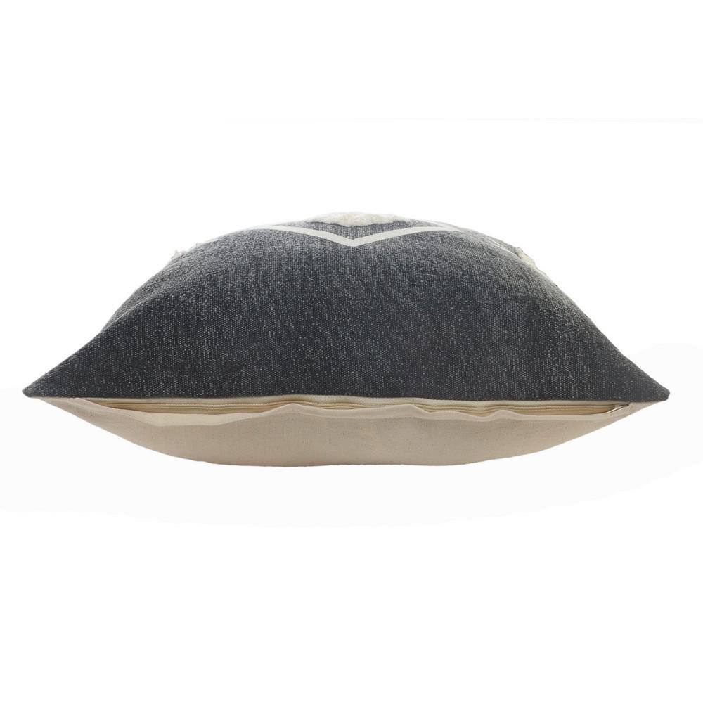 Black and White Geometric Tufted Cotton Throw Pillow, 20 in