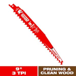 9 in. 3 TPI Demo Demon Carbide Teeth Reciprocating Saw Blade for Pruning and Clean Wood