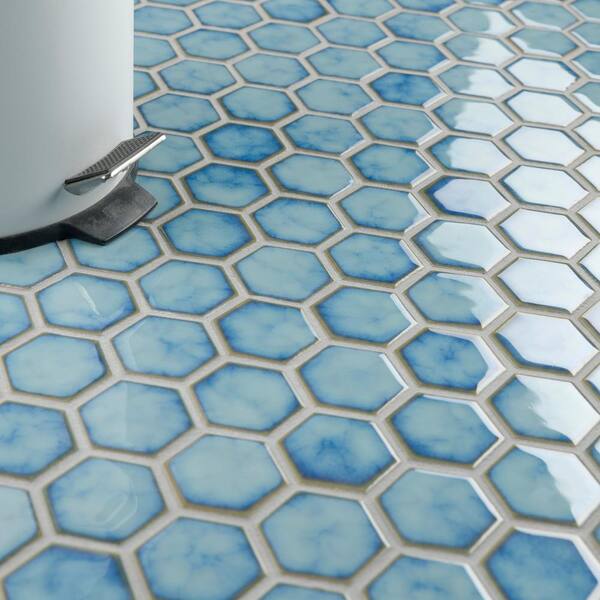 Merola Tile Hudson 2 In Due Hex Marine, 4 Inch Hexagon Floor Tile Porcelain