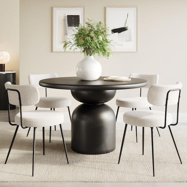 ZUO Hals Black Mango Wood Top 48.0 in. W Pedestal Base Dining Table (Seats 4)