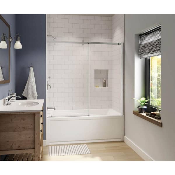 MAAX Luminescence 59 in. x 57-1/2 in. Frameless Sliding Tub Door in Chrome