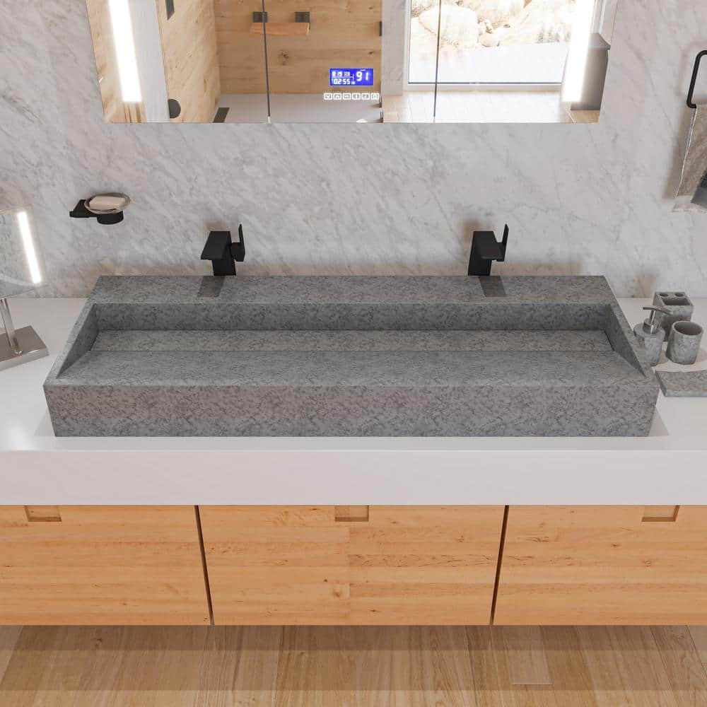 Gray Matte Solid Concrete 4-Piece Bathroom Accessory Set