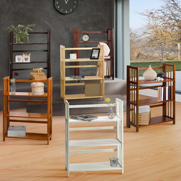 Casual Home 38 in. Walnut Wood 3-shelf Etagere Bookcase 330-23