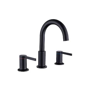 Double Handle Deck Mount Standard Kitchen Faucet in Metal Black 3 Hole High Arc with Pop Up Drain and Water Supply Line