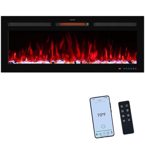 Prismaster ...keeps your home stylish 45 in. WiFi Electric Fireplace Inserts Wall Mounted Fireplace Heater with 13 Flame Colors Thermostat Timer App Control