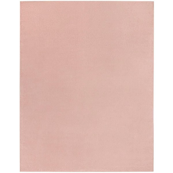 Essentials 9 ft. x 12 ft. Pink Solid Contemporary Indoor/Outdoor Patio Area Rug