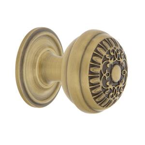 Egg & Dart 1-3/8 in. Antique Brass Cabinet Knob with Classic Rose