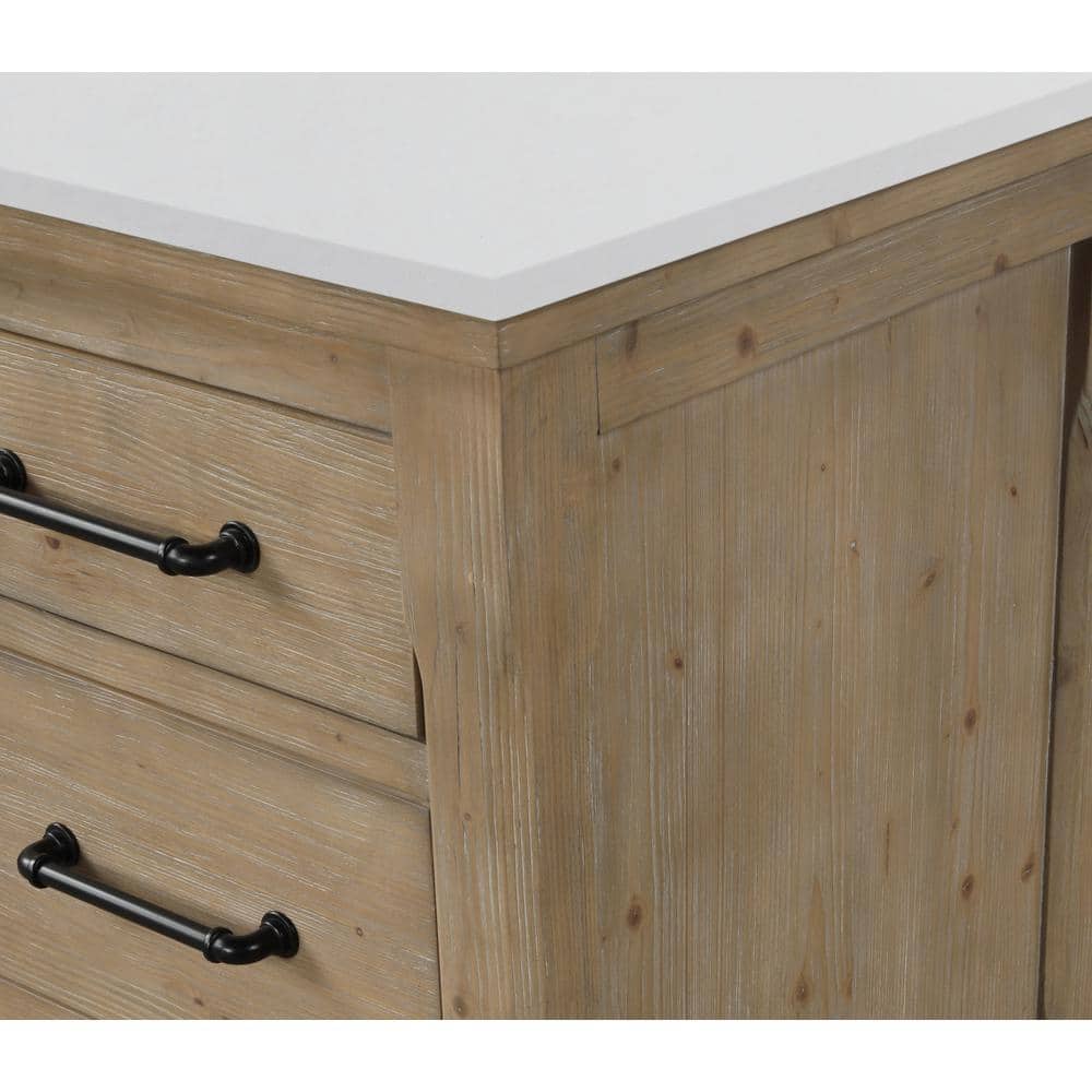 Lauren 55'' Weathered Fir Single Bathroom Vanity with White Stone Top