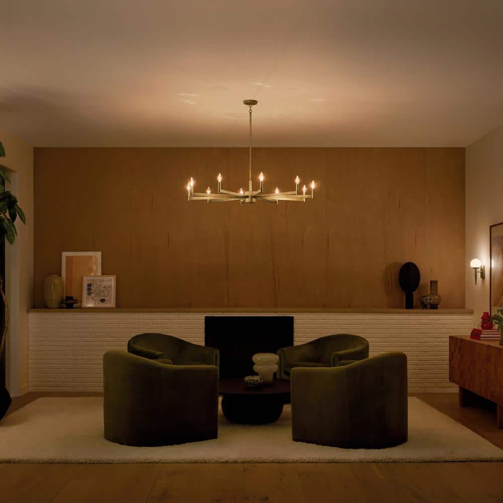 Erzo 48" Natural Brass 10-Light Candle Style Chandelier