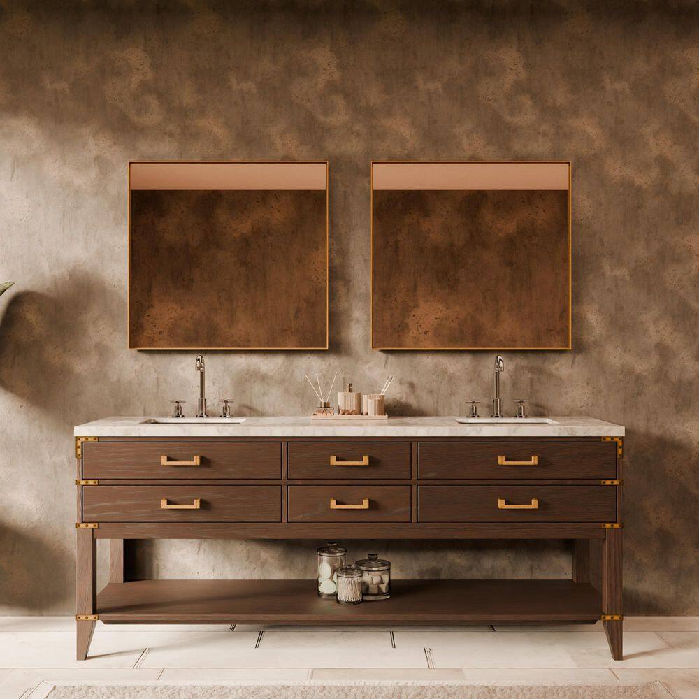 Irvington 80 in W x 22 in D Brown Oak Double Bath Vanity, Carrara Marble Top, and 36 in Mirrors price history on PriceWatchPro
