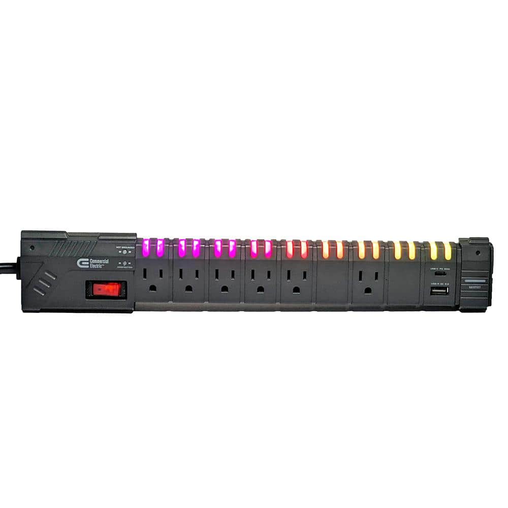6 ft. 6-Outlet RGB Gaming Surge Protector with 1 USB-A and 1 USB-C, Black price history on PriceWatchPro