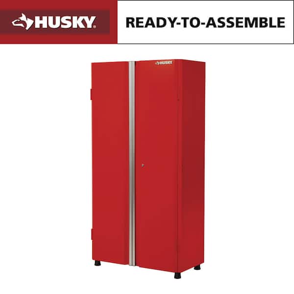 Ready-to-Assemble 36.6 in. W x 72 in. H x 18.3 in. D 24-Gauge 3-Shelf Steel Freestanding Cabinet in Red
