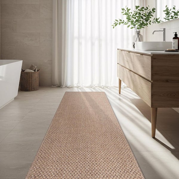 Terra Fiber Easy Jute Natural 2 ft. x 7 ft. Solid Indoor Outdoor Area Rug