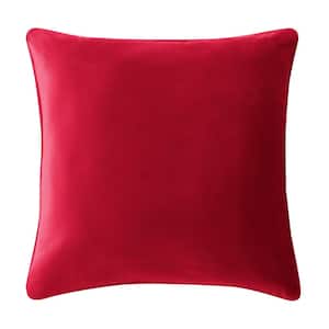 Soft Velvet Square Red 18 in. x 18 in. Throw Pillow