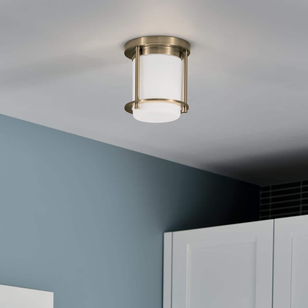 Brit 7.25 in. 1-Light Champagne Bronze Industrial Hallway Flush Mount Ceiling Light price history on PriceWatchPro