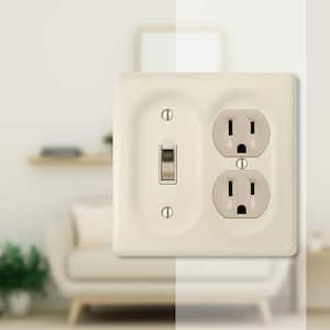 Allena 2 Gang 1-Toggle and 1-Duplex Ceramic Wall Plate - Biscuit