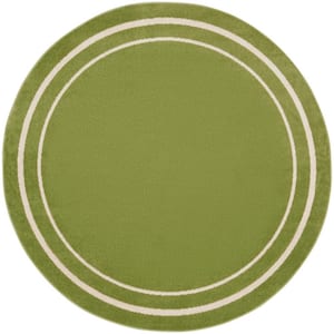 Essentials Green Ivory 8 ft. x 8 ft. Round Solid Contemporary Indoor/Outdoor Area Rug