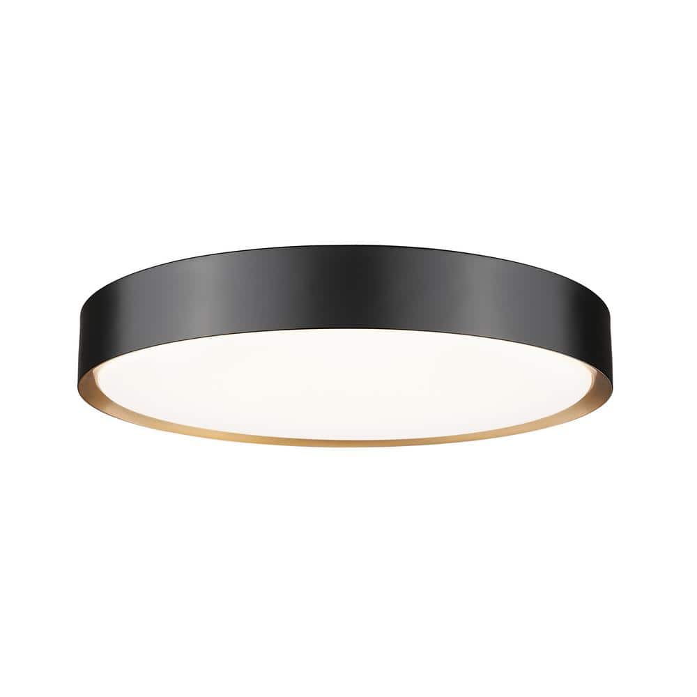 Kawan 20 in. Matte Black Plus Modern Gold Flush Mount with Acrylic Shade an