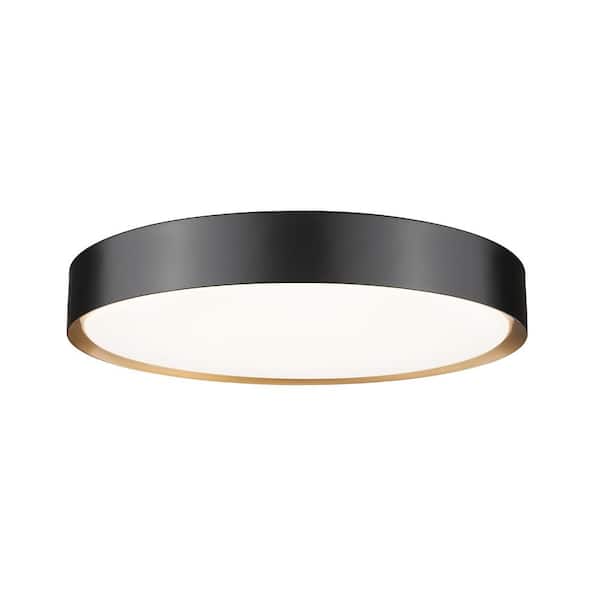 Unbranded Kawan 20 in. Matte Black Plus Modern Gold Flush Mount with Acrylic Shade and no bulbs