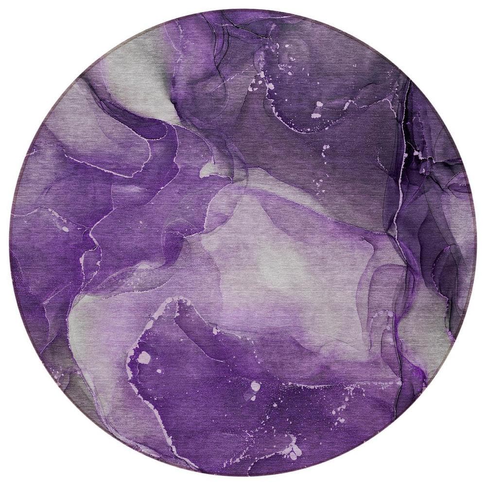 Purple 8 ft. Round Woven Abstract Polyester Round Indoor/Outdoor Area Rug price history on PriceWatchPro
