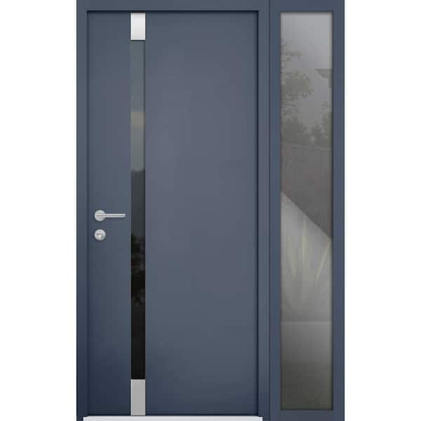 VDOMDOORS 6777 46 in. x 80 in. Right-Hand/Inswing Tinted Glass Gray Graphite Steel Prehung Front Door with Hardware