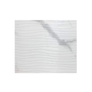 Italian 3D Marble Waves White and Gray 8 in. x 8 in. x 7mm Ceramic Wall Tile - Sample