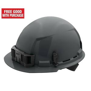 BOLT Gray Type 1 Class E Front Brim Non-Vented Hard Hat with 4 Point Ratcheting Suspension
