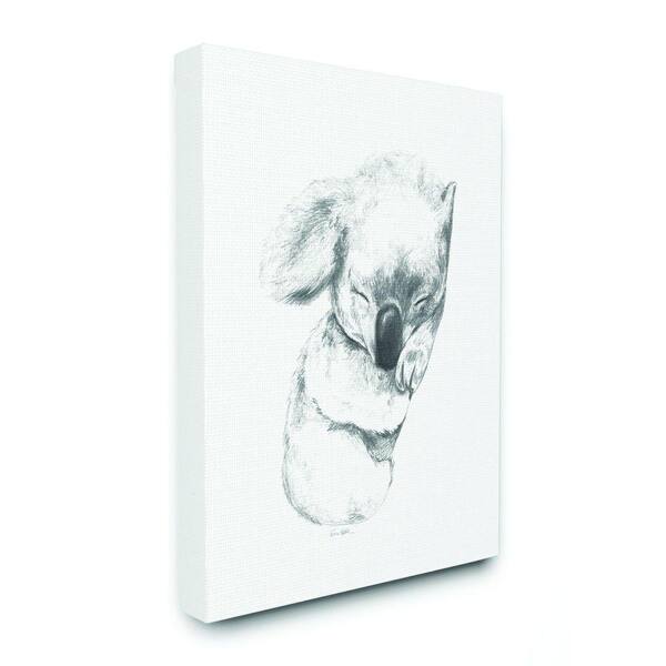 Stupell Industries Cute Koala Baby Animal Neutral Grey Drawing Design By Daphne Polselli Canvas Wall Art 24 In X 30 In p 428 Cn 24x30 The Home Depot