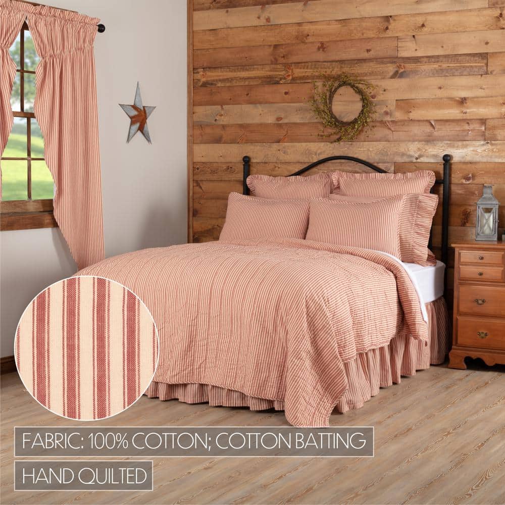 Sawyer Mill Red and Tan Cotton Twin Quilt Set