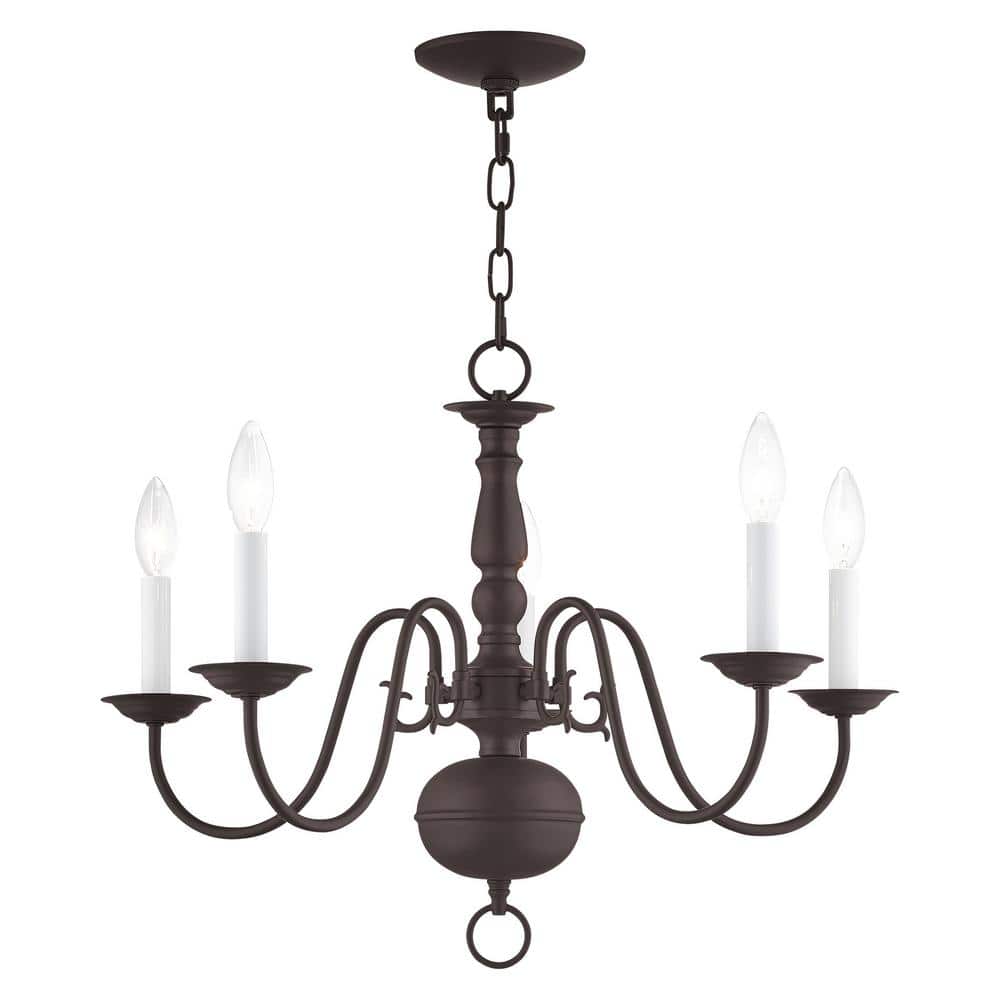 Elegant Williamsburgh 5-Light Bronze Steel Chandelier