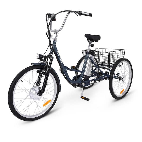 Garvee 24 in. Adult Electric Tricycle, 250W 3-Wheel Foldable Electric Bike with Removable Battery, Gray