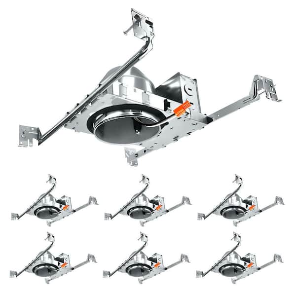 4in. Aluminum Air Tight IC Rated New Construction Recessed Housing for Shallow Ceiling with TP24 Connector 6-Pack