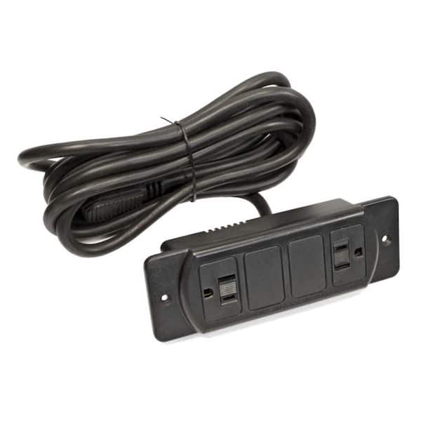 Unbranded 10 ft. 14/3 Black Power Supply Cord Recess Mount 2-Outlet with 45-Degree Offset Plug