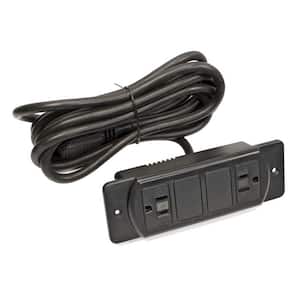 10 ft. 14/3 Black Power Supply Cord Recess Mount 2-Outlet with 45-Degree Offset Plug