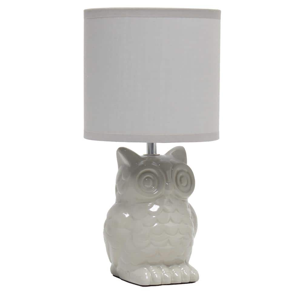 Simple Designs 12.8 in. Gray Tall Contemporary Ceramic Owl Bedside ...