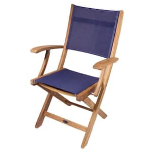 Bimini Teak Wood Outdoor Dining Chair in Blue