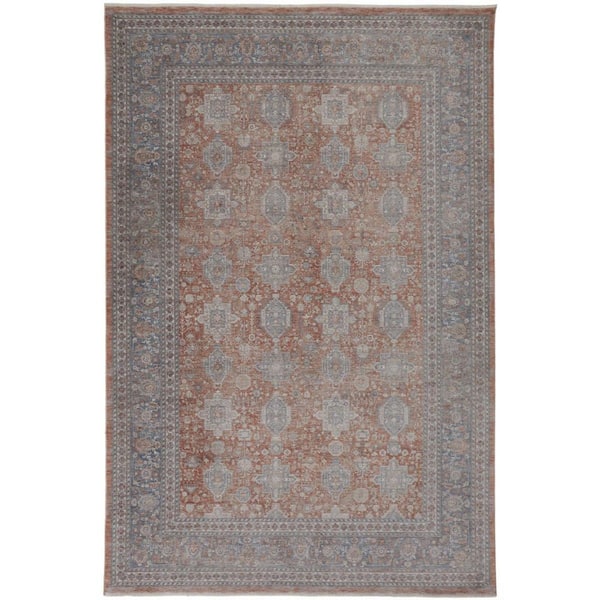 7 ft. x 10 ft. Silver, Taupe, Blue Oriental Area Rug