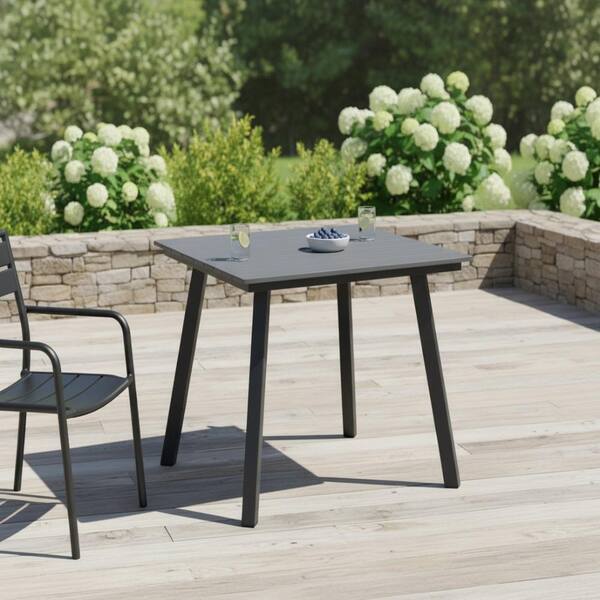 heavy duty patio table with umbrella hole Homenjoy 5 Piece Dining Set, 35" Square HDPE Weather Resistant Outdoor & 4 Patio Chairs Set 1.96" Hole, for Small Space Backyard Balcony, Black A modern wood Outdoor Heavy-Duty All-weather Aluminum Patio