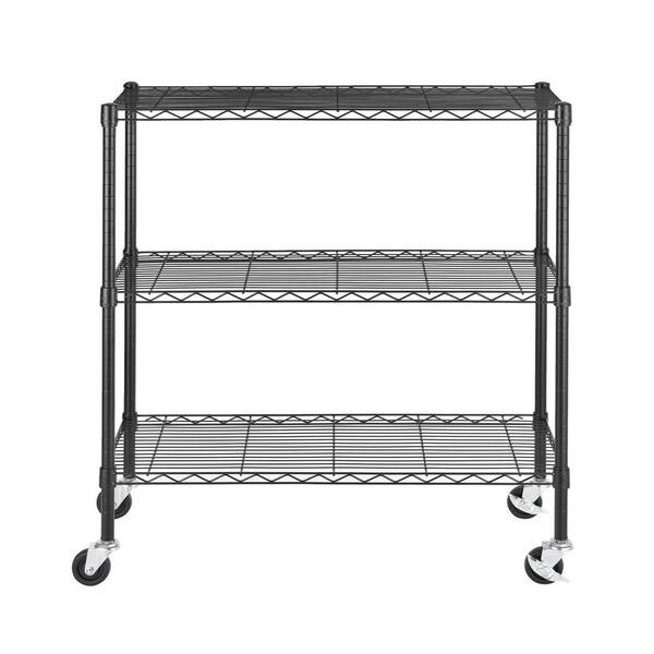 Excel 36 in. H x 36 in. W x 14 in. D 3-Shelves Wire Free Standing Shelves in Black