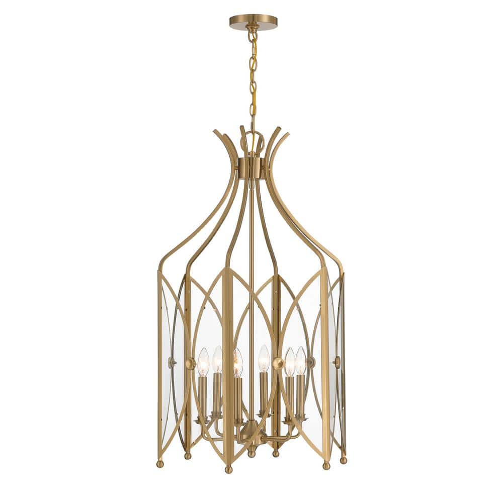 Savoy House Enclave 6-Light Noble Brass Pendant Light with Clear Glass ...