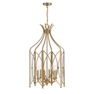 Enclave 6-Light Noble Brass Pendant Light with Clear Glass