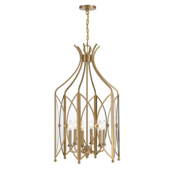 Enclave 6-Light Noble Brass Pendant Light with Clear Glass