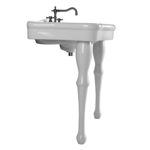 Jasmine 32 1/2 Console Bathroom Sink with Spindle Legs White with Overflow