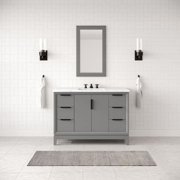 Water Creation Elizabeth Collection 48 in. Bath Vanity in Cashmere Grey With Vanity Top in Carrara White Marble - With Mirror(s)
