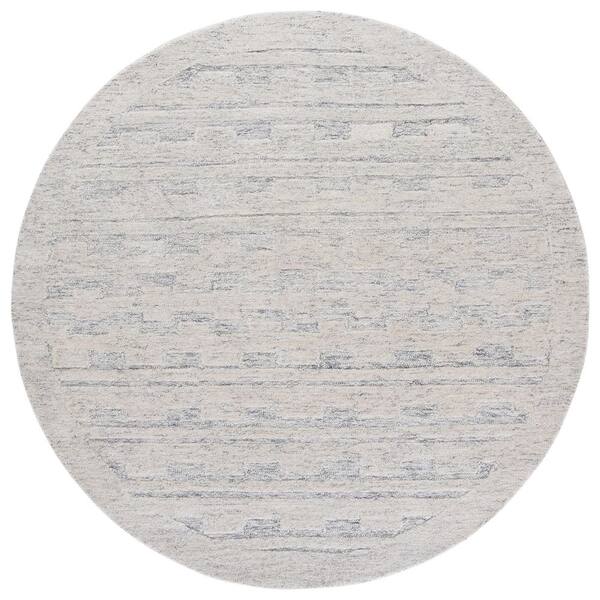 Harvest 6 ft. x 6 ft. Gray/Beige Tribal Round Rug