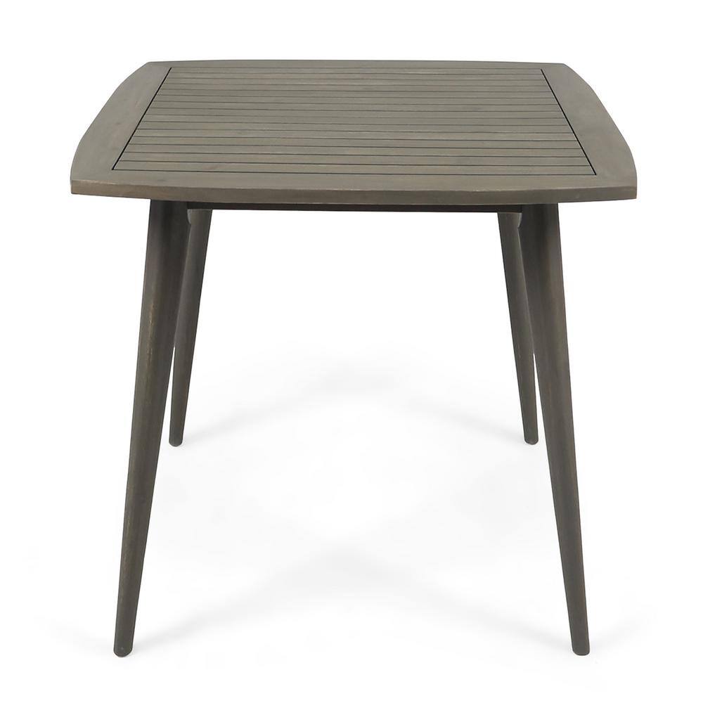 Sleek Acacia Wood Square Outdoor Dining Table with Straight Legs, Gray