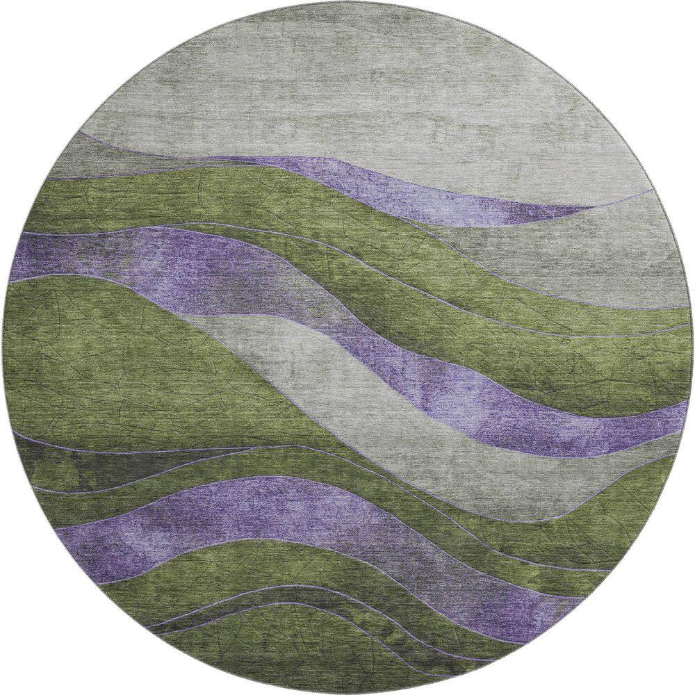 Mayfield Premium Machine Washable Abstract AMF1892 Olive 8 ft. x 8 ft. Round Rug price history on PriceWatchPro