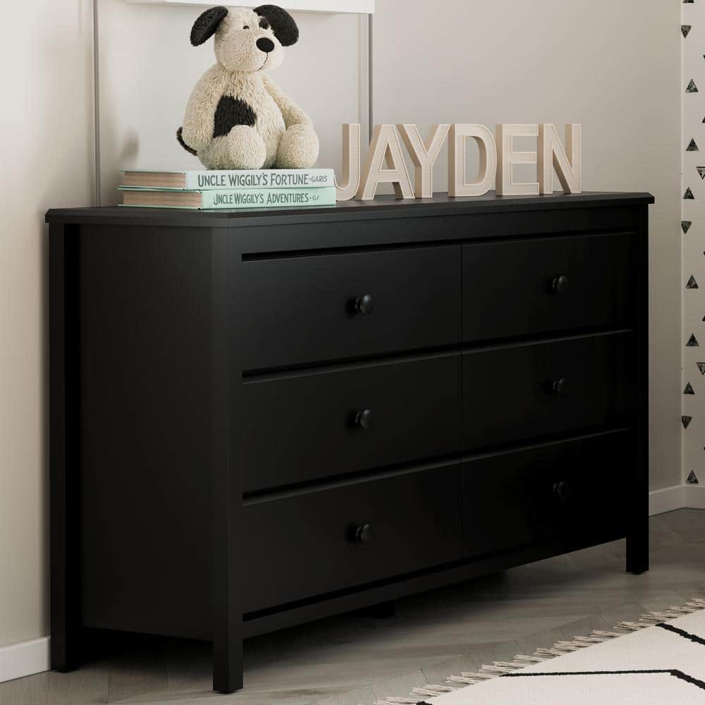 Alpine 6-Drawer Double Nursery Dresser in Black - GREENGUARD Certified