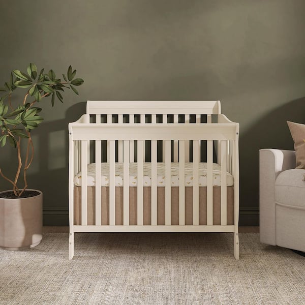 Dream On Me Aden 4-in-1 French White Convertible Mini Crib 628-FW