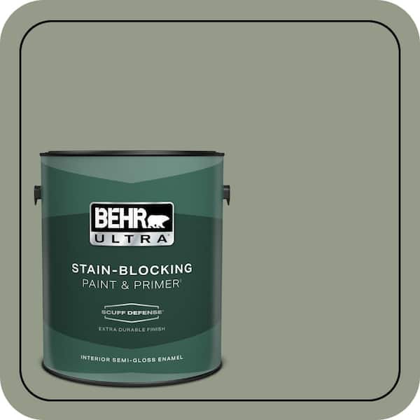 BEHR ULTRA 1 gal. #430F-4 False Cypress Extra Durable Semi-Gloss Enamel Interior Paint & Primer